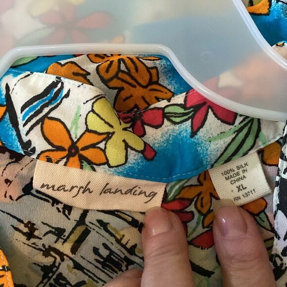 Marsh Landing 100% Silk City Print Tunic Mini Dress or Swim cover up XL - Picture 6 of 6